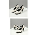 thumbnail image 4 of Quaouag Women's Closed Toe Ankle Buckle Strap Chunky Block Heel Mary Jane Shoes Vintage Round Toe Mary Jane Dress Pumps, 4 of 7