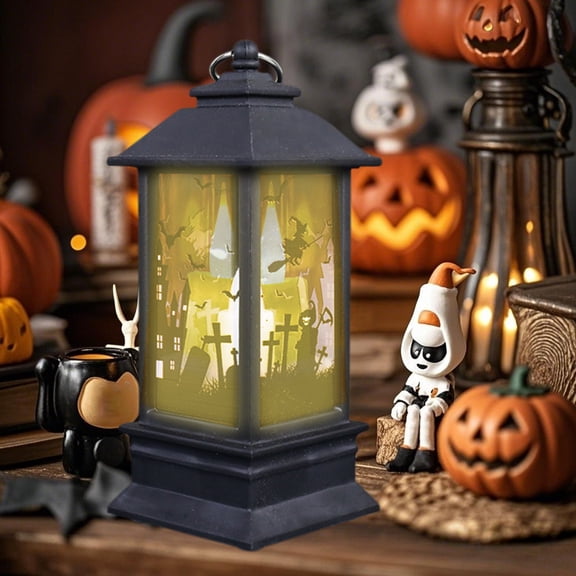 BiFandian Halloween Lantern Decorations Indoor, LED Vintage Candle Lantern Lights, Halloween Hanging Hanging Skull Pumpkin Lantern for Home Decor Indoor Outdoor