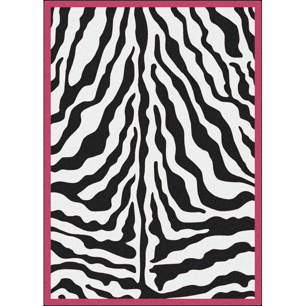 Milliken Black White Area Rug Zebra, Black And Pink Rug