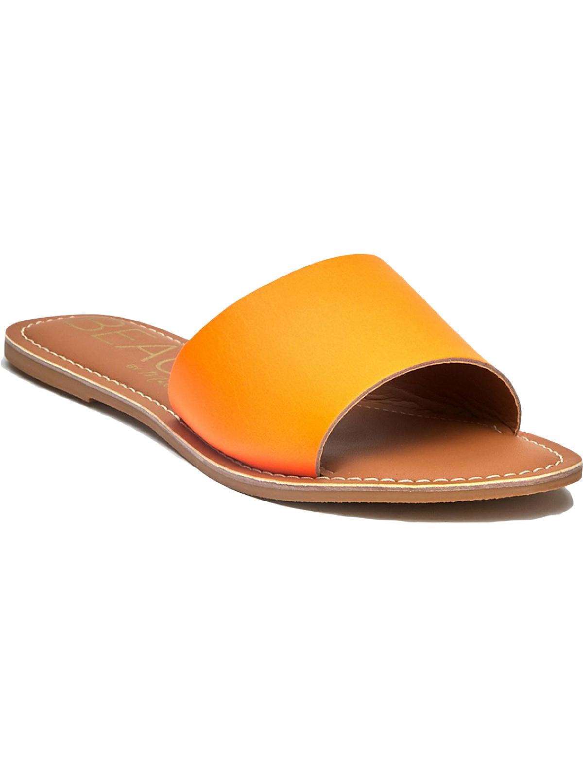 Beach by Matisse Womens Cabana Leather Flats Slide Sandals Orange 8 Medium (B,M) - Walmart.com