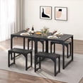 thumbnail image 6 of Aiho Dining Table with 2 Benches, 3-Piece Kitchen Table Set for Small Space, Wood Table Top Black, 6 of 10