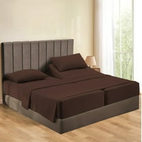 Split King Sheets Sets for Adjustable Bed Cotton, Luxury Sheets 100% Egyptian Cotton - 500 TC - Designed for Split Bed, Fit ( 16-18" Inch Deep Pockets ) ( Split-King ) Chocolate Stripe