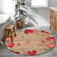 thumbnail image 3 of Valentines Love Heart Round Area Rug 3.3Ft Washable Circle Rugs for Dining Room Table, Eucalyptus Red Love Heart Wooden Non-Slip Carpet Floor Mats Indoor Outdoor Carpet Runner Aesthetic Home Decor, 3 of 8