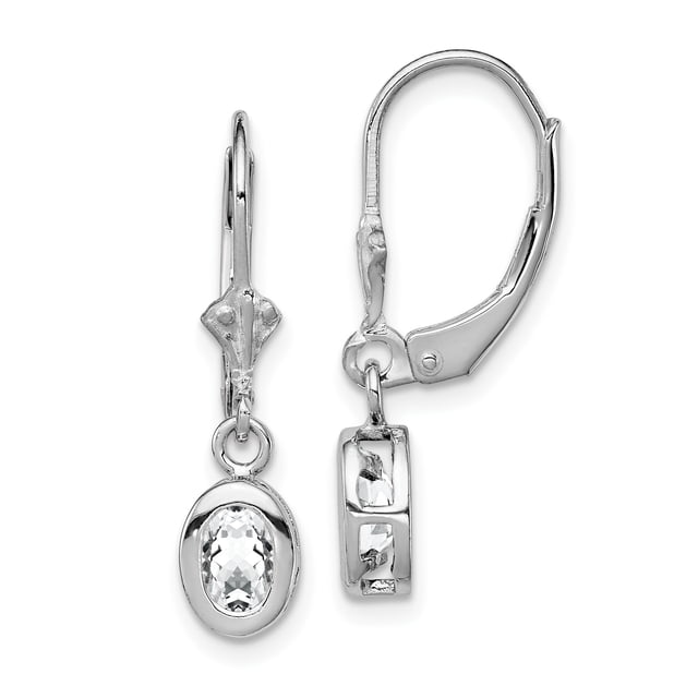 925 Sterling Silver Oval Cubic Zirconia Cz Leverback Earrings Drop Dangle