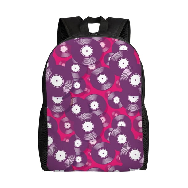 Disketp Vintage Vinyl Record Mochila Unisex de Apertura Lateral Completa, Mochila para Laptop para Escuela, Trabajo y Viajes
