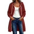 thumbnail image 4 of Women's Zip Up Hoodies Long Tunic Sweatshirts Oversized Fleece Casual Long Sleeve 2026 Fall Hoodie Jacket Coat, Red, L, 4 of 6