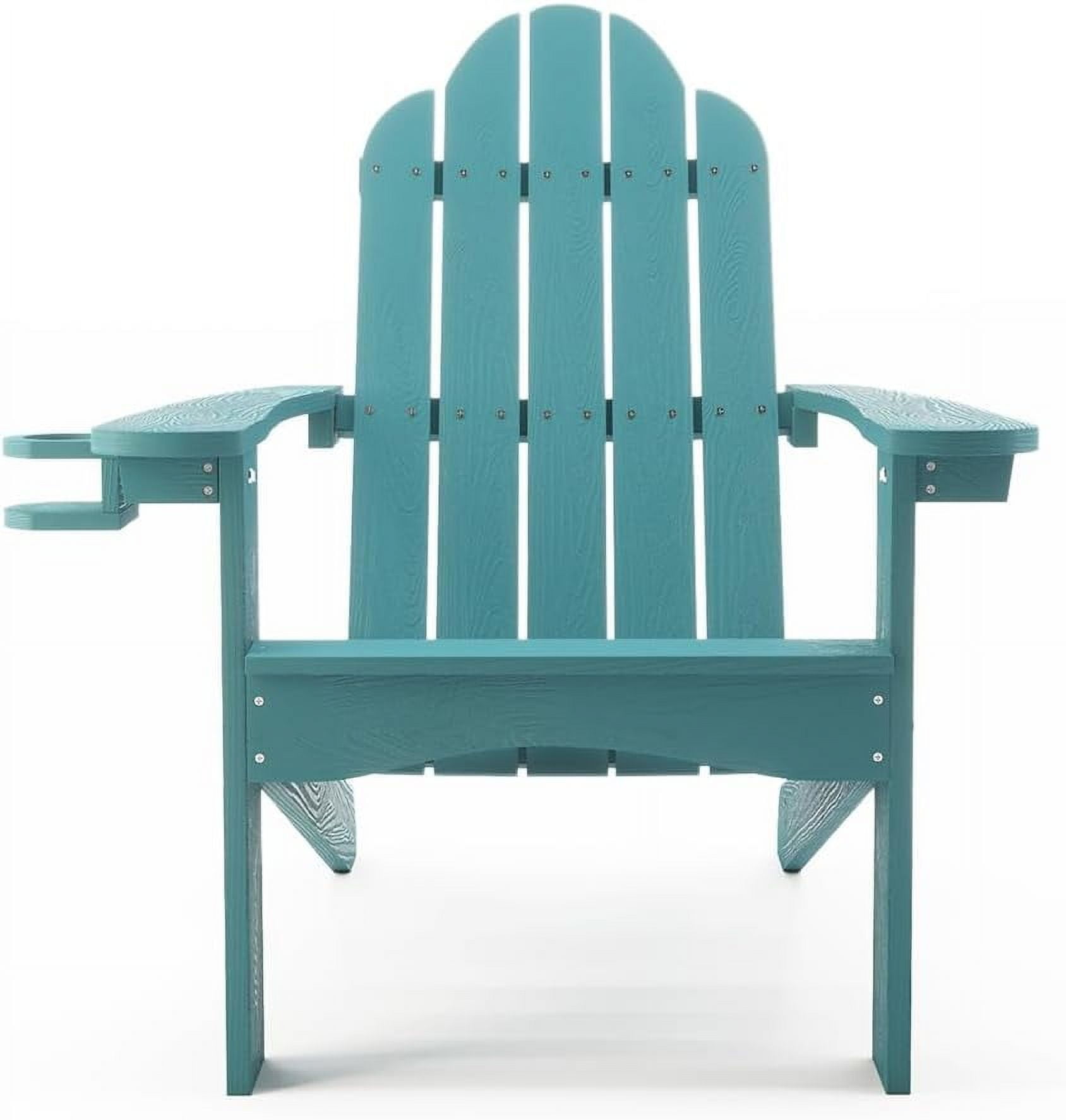 Dycanpo Adirondack Chairs Set of 6 with Cup Holder, 300lbs Weather Resistant, Blue Turquoise
