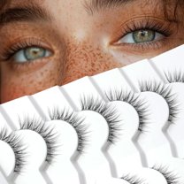 Natural Lashes Wispy Lashes Natural Look False Eyelashes Natural Flared Eyelashes False Eye Lashes Soft Fluffy Lashes 7 Pairs D-K06, Black