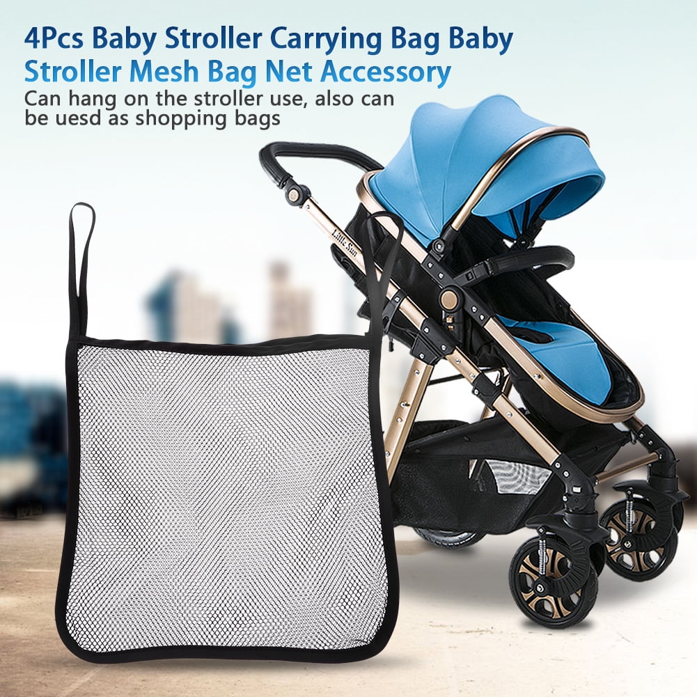 WALFRONT 4Pcs Baby Stroller Carrying Bag Baby Stroller Mesh Bag Net