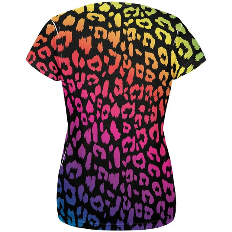 Rainbow Cheetah Print All Over Womens T-Shirt 