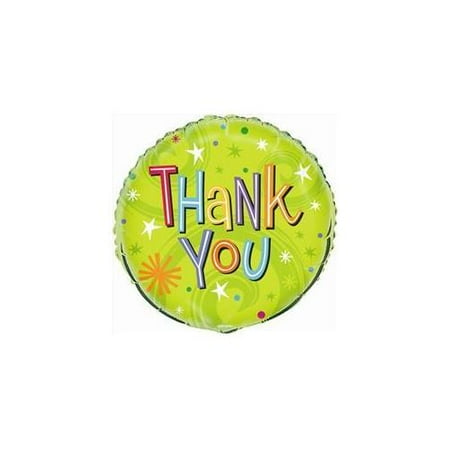 Unique Industries 54439 18 inch Thank You Swirl Foil Balloon Bulk in Lime Pack of 12