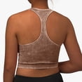 thumbnail image 3 of ASFGIMUJ Womens Seamless Ribbed Longline High Neck Sports Bra - Racerback Padded Slim Fit Crop Tank Top With Built In Pads, 3 of 4