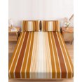 thumbnail image 2 of Twin XL Size Fitted Sheet Set - Burnt Orange Ombre Stripe 2 Piece Bedding Sets 16" Deep Pocket Fitted Sheet with 1 Pillowcases, Farmhouse Simple Striped Brushed Microfiber Hotel Luxury Bed Sheets, 2 of 9