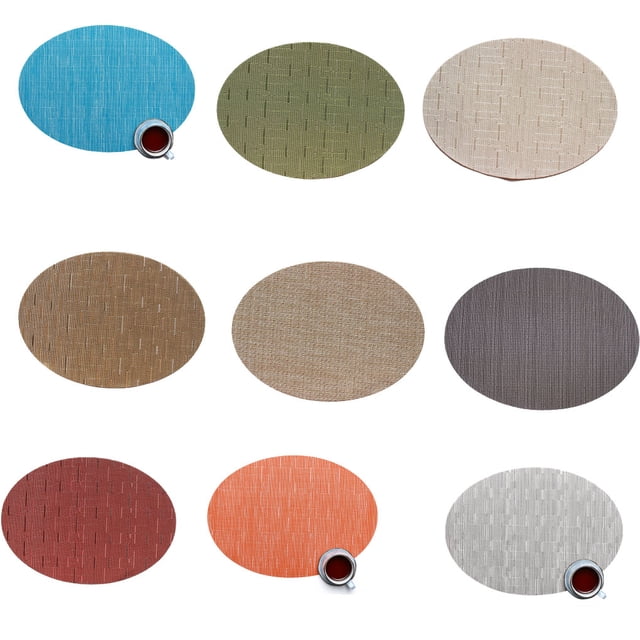 Workhe Oval PVC Placemat Non-Slip Plastic Table Mat Water-proof Plate Dish Placemat Dish Pads Coaster Kitchen Bar Accessories