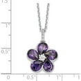 thumbnail image 3 of Sterling Silver Cheryl M Rh-P Purple Cz Flower With 2In Ext. Necklace (18 X 15) Made In China qcm1562-16, 3 of 5