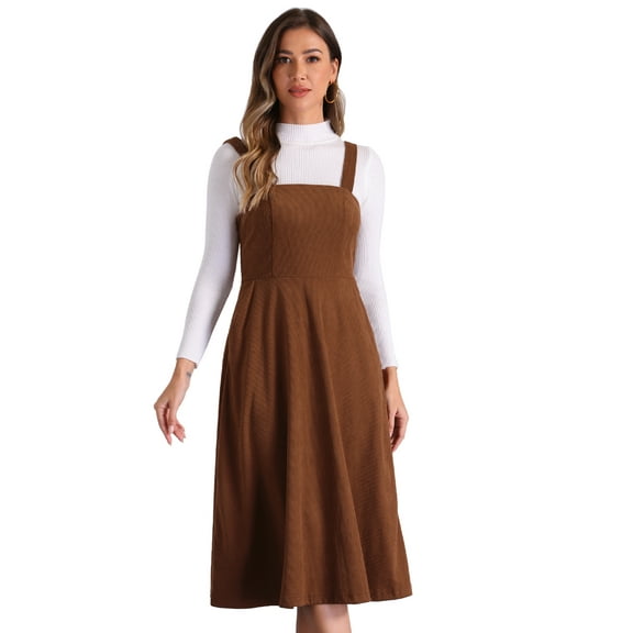 DARING DIVA Tank Ribbed Vintage A-Line Casual Midi Dress XS Brown