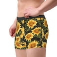 thumbnail image 2 of Fuzoiu Vintage Black Plaid Sunflower Print Men's Ultra Breathable Underwear,No Riding Up Boxer Briefs with ComfortFlexible Waistband-Small, 2 of 5