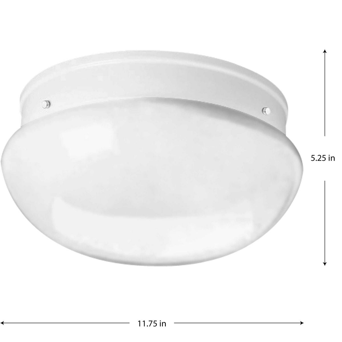 Progress Lighting, Fitter Collection, 2-Light Flush Mount, Brushed Nickel, White Glass Shade