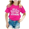 thumbnail image 1 of WEAIXIMIUNG Hauts pour Adolescentes pour l'École Enfants Saison Scolaire Rentrée Scolaire Imprimé Décontracté Manches Courtes T-Shirt, 1 of 4