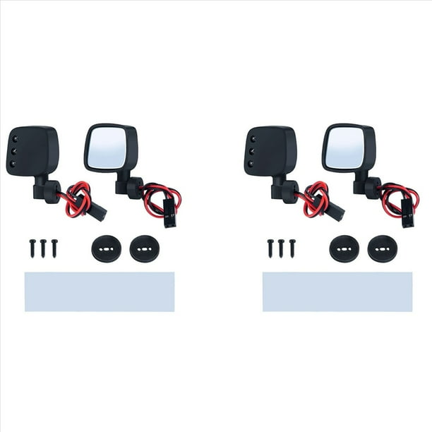 4X Espejo Retrovisor de Coche RC con Luces LED para 1/10 Axial SCX10 II III RC Piezas de Decoraciones Simuladas de Coches Sobre Orugas