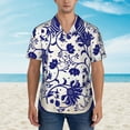 thumbnail image 2 of Pofeuu Blue And White Porcelain Pattern Print Hawaiian Shirt for Men Sleeves Casual Button Down Summer Beach Dress Shirts T-Shirts,Small, 2 of 7