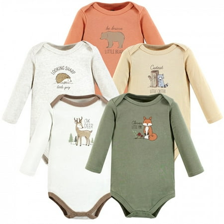

Hudson Baby Infant Boy Cotton Long-Sleeve Bodysuits Forest Deer 5-Pack 6-9 Months