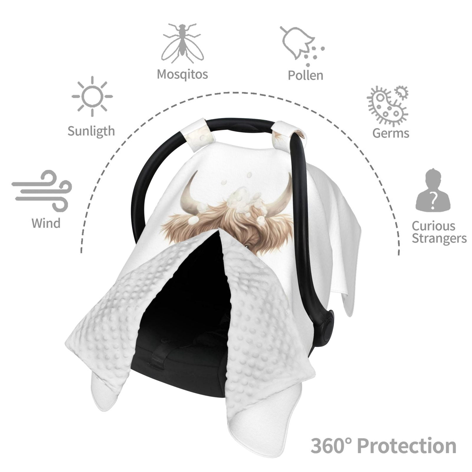 Car Seat Cover Baby - Cute Cow Bath Breathable Infant Car Seat Cover for Baby Carseat, Lightweight Comfort Baby Essentials Must Haves Newborn Stuff for Girl Boy