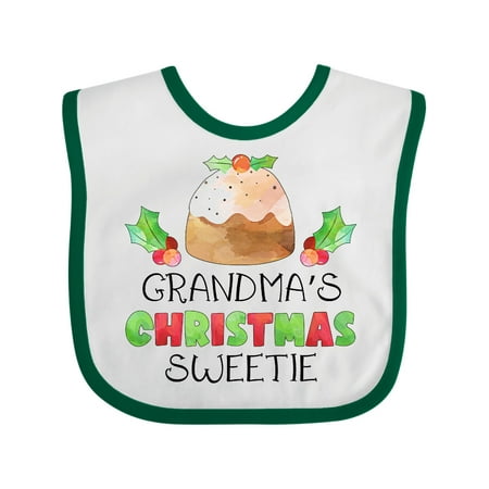 

Inktastic Grandma s Christmas Sweetie with Holiday Cake and Holly Gift Baby Boy or Baby Girl Bib
