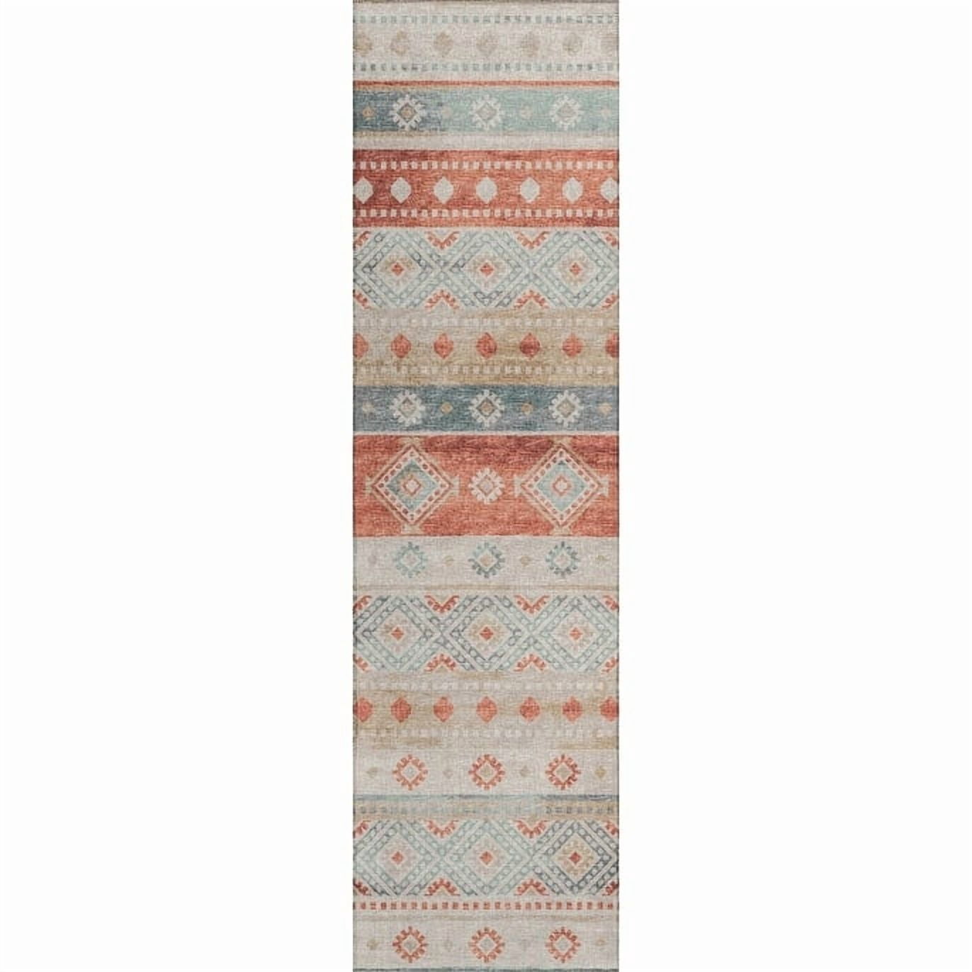 Yuma Indoor/Outdoor Orange Southwest 2’3" x 7’6" Non-Skid Runner Rug