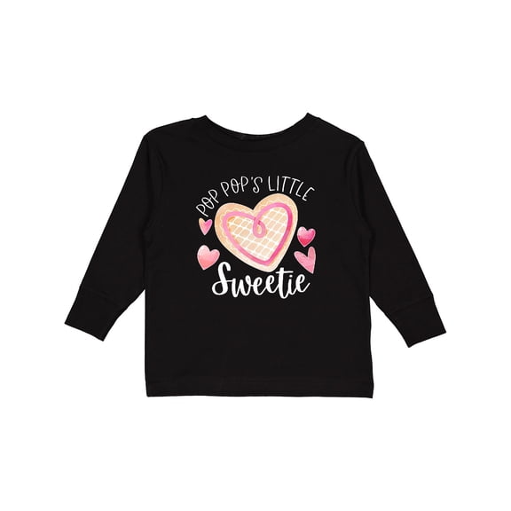 Inktastic Pop Pop's Little Sweetie with Pink Heart Cookie Boys or Girls Long Sleeve Toddler T-Shirt