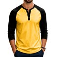 thumbnail image 5 of FGVCTG Henley Shirts for Men Casual Raglan 3/4 Sleeve Shirts Color Block Button Placket Casual Baseball T Shirts Orange 2XL, 5 of 6