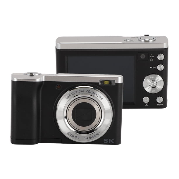 Cámara Digital 5K, 16MP Frontal 12MP Trasera Estabilización De 6 Ejes Cámara Selfie Digital Flash Zoom óptico 10x Pantalla Táctil De 2,8 Pulgadas Para Fotografía