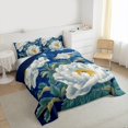 thumbnail image 3 of Feelyou White Chrysanthemum Queen Comforter Set, Vintage Fashion Artwork Bedding Sets, Southwestern Theme Reversible Bedding Comforter Set, Super Cozy Room Decor, 3-Piece, 3 of 8