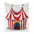 thumbnail image 1 of Circus Soft Flannel Fleece Throw Blanket, Illustration of Retro Flag Nostalgic Fun Festival Carnival Venue, Cozy Plush for Indoor and Outdoor Use, 50" x 60", Red White, by Ambesonne, 1 of 6