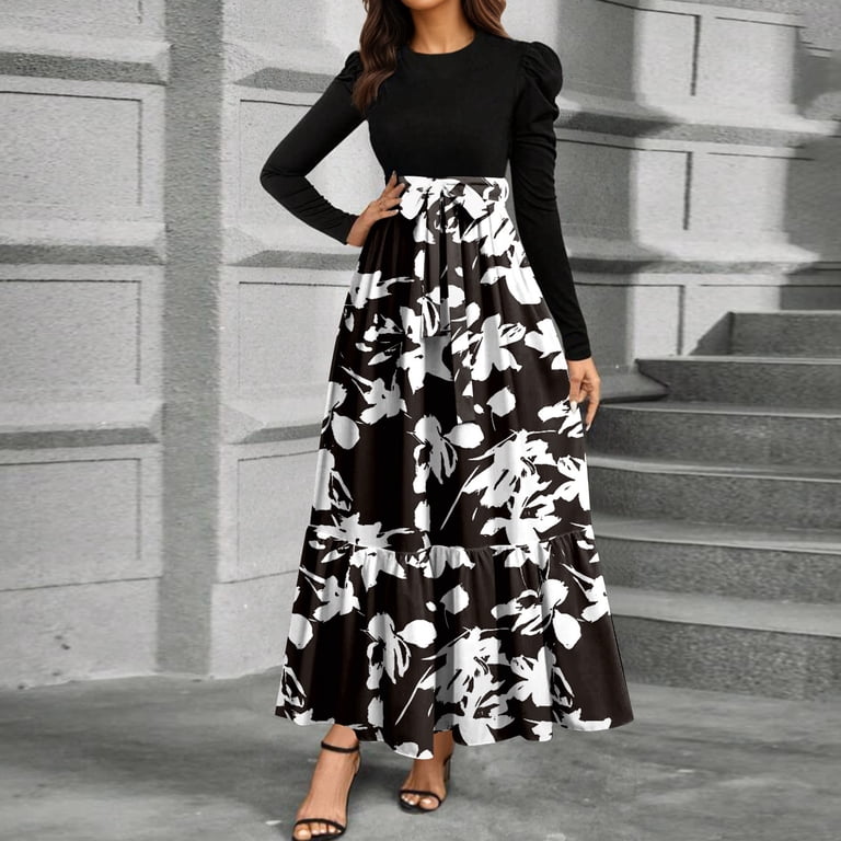 Winter Wedding Guest Dress, Women'S Floral High Waist Boho Maxi Dress For  Fall 2025, Elegant Casual Beach Sundress, Plus Size Available Dresses Women  Red Plaid Dresses Bodycon (M, White) ZMTing