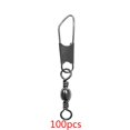 thumbnail image 4 of Naiovety 100 Uds. Giratorios de pesca giratorios con conector de señuelo de anzuelo a presión Terminal de aparejos de pesca Pescar Cobre 6+3, 4 of 6