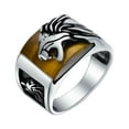 thumbnail image 2 of Bling Jewelry Mens Mens Silver Ring with Black Onyx and Tiger Eye Lion Head Handmade in Turkey, 2 of 6