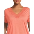 thumbnail image 5 of RealSize Women's Plus Lace V-Neck Tee with Short Sleeves, 5 of 6