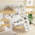 thumbnail image 4 of Fenbeli White Lighted Makeup Vanity Table with Sliding Sliding Mirror, Modern Dressing Table Desk with Storage for Bedroom, 4 of 9