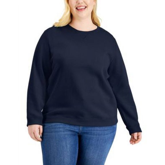 MSRP $22 Karen Scott Plus Size Crewneck Sweatshirt Navy Size 1X