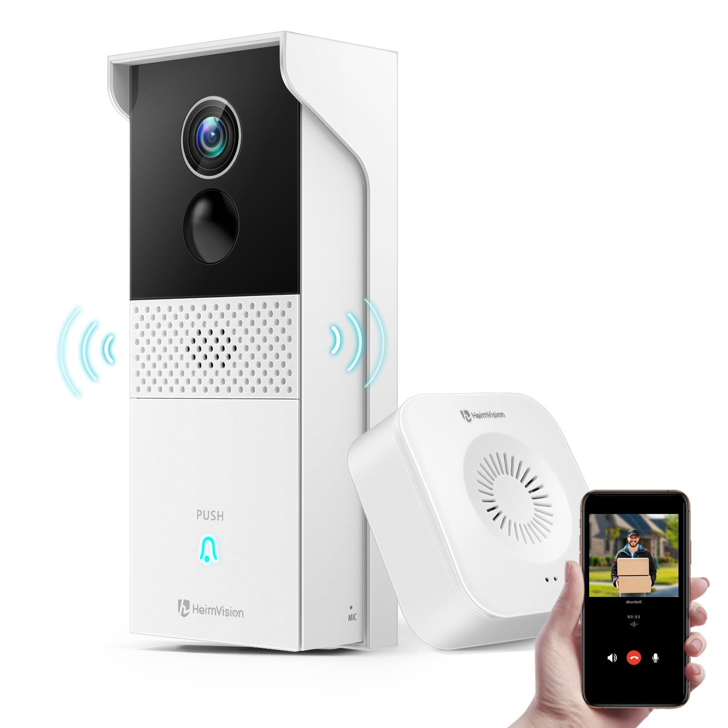 HeimVision HMB1 Smart Security Camera,Wi-Fi Video Doorbell Camera,  Battery-Powered ,Motion Activated Alerts, 1080P Wider View, 2-Way Audio,  Weatherproof - Walmart.com