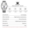 thumbnail image 3 of OLEVS Watches for Men Diamond Business Dress Casual Analog Moon Phase Calendar Quartz Stainless Steel Waterproof Luminous Date Men Wrist Watches Reloj Para Hombre White Dial, 3 of 13