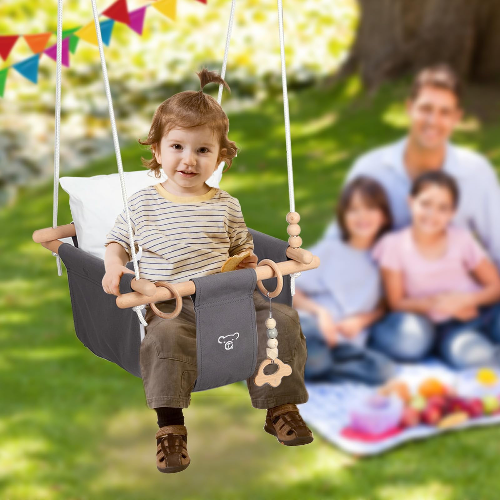 G TALECO GEAR 2 in 1 Baby Swing Outdoor, Baby Jumpers and Bouncers, Indoor Toddler Swing for Baby up to 3 Year, White