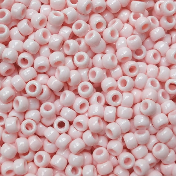 Pony Beads Pale Baby Pink Opaque Crow Beads 6x9mm Large Hole Made in USA