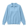 thumbnail image 4 of Women's Collared Sweatshirts,Long Sleeve Loose Casual Knit Solid Pullover Tops,Vacation Travel Outfit, 4 of 4
