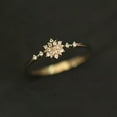 thumbnail image 3 of Womens Floral Ring With Artificial Gems Inlay Electroplated Golden Finish Snowflake Design Jewelry Gift AJZ897, 3 of 5
