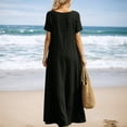 thumbnail image 3 of Casual Summer Dress for Everyday Wear Lightweight Loose Fit Short Sleeves Solid Color Style Women’s Casual Tennis Dress Female Everyday Attire Black L, 3 of 6