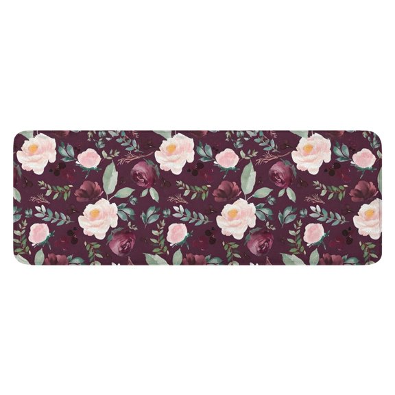 Pioneer Flower Floral Print Pattern Kitchen Rug Mat,Kitchen Runner Rugs Non Skid Washable,Decorative Kitchen Floor Mats for Kitchen,Sink,Laundry,17"x47.2"