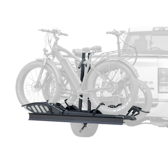 Elevate Outdoor Hitch-Mounted Platform Rack with Ramp for Ebikes and Fat Tire Bikes, Two Bike Carrier