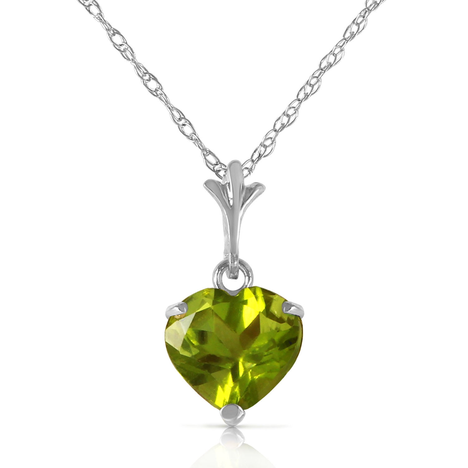 Galaxy Gold 14K Solid Gold Natural Peridot Pendant Necklace for Women - White Gold Fine Jewelry